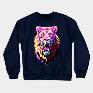 Urban Streetwear Roaring Lion's Head Crewneck Sweatshirt